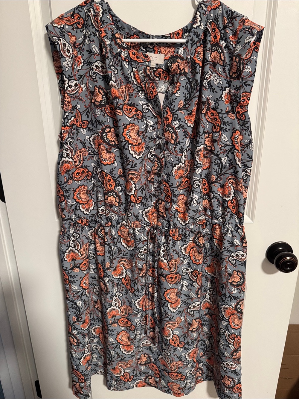 Women's Grey Floral Paisley Drawstring Dress - Coral Accents